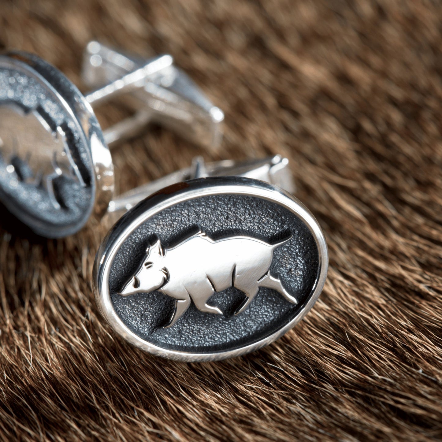 Wild Boar Gümüş Kol Düğmesi 01